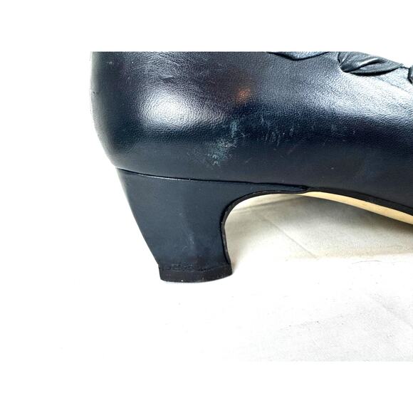 Vintage Leather Proxy Navy Leather Bow kitten heel size 8.5 - Picture 5 of 11